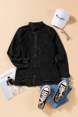 Black Ripped Denim Jacket Denim Jackets JT's Designer Fashion