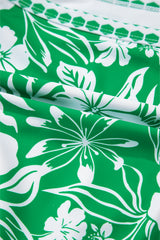 Green Floral Print One Shoulder High Waist Bikini Set Bikinis JT's Designer Fashion