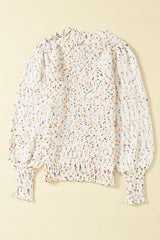 Beige Colorful Confetti Dots Cable Knit Crew Neck Sweater Sweaters JT's Designer Fashion