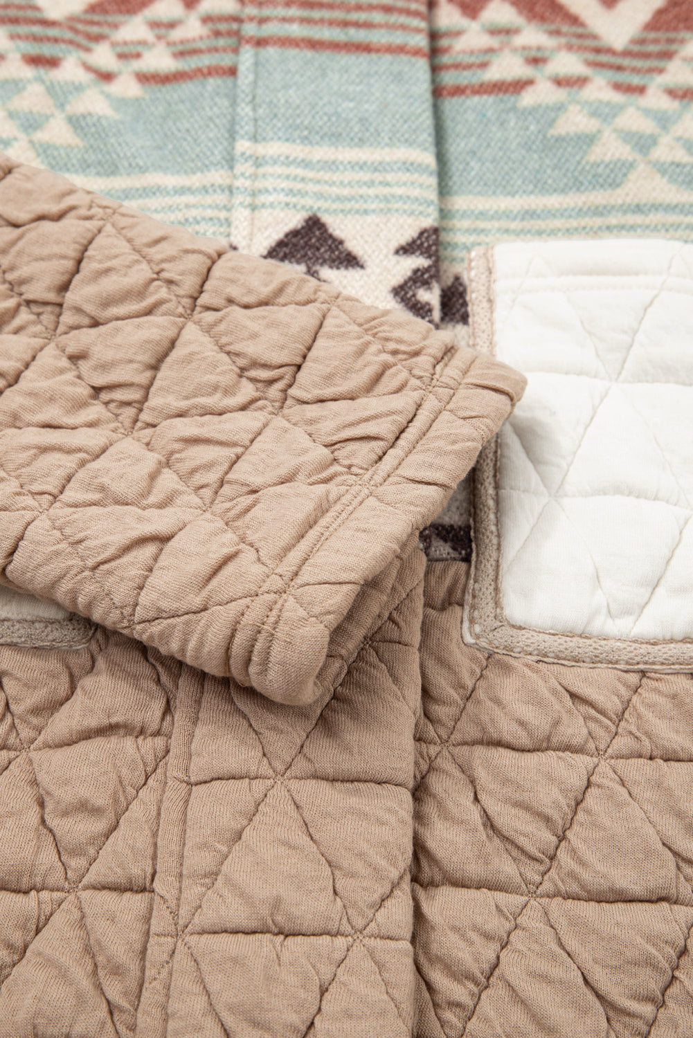 Light French Beige Aztec Quilted Patchwork Western Fashion Jacket Jackets JT's Designer Fashion