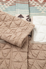 Light French Beige Aztec Quilted Patchwork Western Fashion Jacket Jackets JT's Designer Fashion