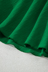 Dark Green Textured Frilled Lace-up High Waist Ruffle Wide Leg Shorts Casual Shorts JT's Designer Fashion