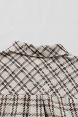 White Stripe Plus Size Plaid Buttoned Raw Hem Tunic Shirt Dress Plus Size Midi Dresses JT's Designer Fashion