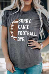Gray American Football Graphic Casual T Shirt Graphic Tees JT's Designer Fashion