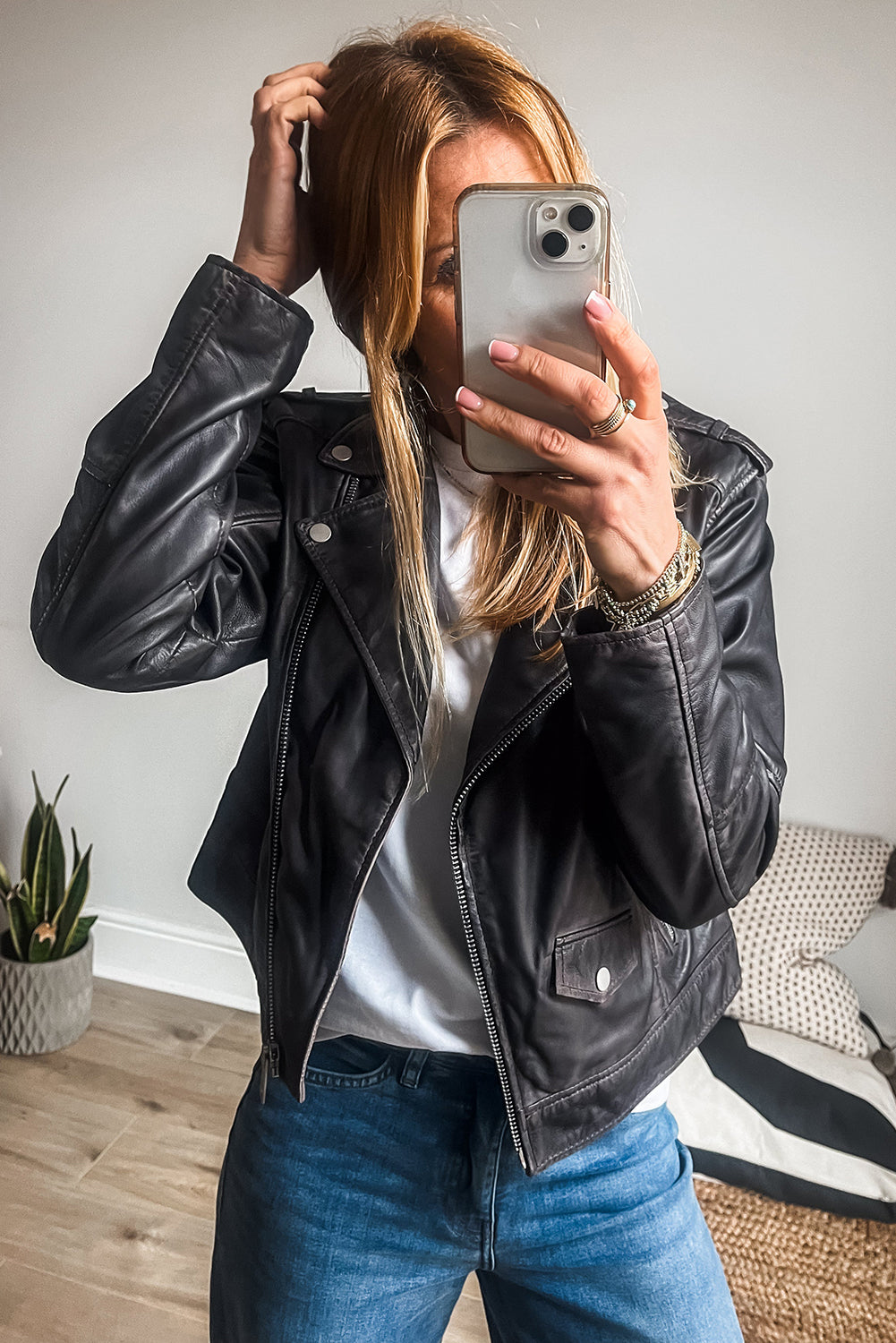 Black PU Leather Lapel Collar Zipper Jacket Jackets JT's Designer Fashion