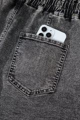 High-rise Drawstring High Waist Casual Denim Shorts with Pockets Denim Shorts JT's Designer Fashion