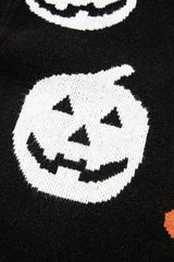 Black Halloween Mythical Night Pattern Drop Shoulder Sweater Sweaters JT's Designer Fashion