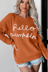 Flamingo Hello Pumpkin Graphic Sweater Sweaters JT's Designer Fashion