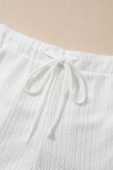 Beige Textured Knit Tank Top and Drawstring Shorts Set Short Sets JT's Designer Fashion