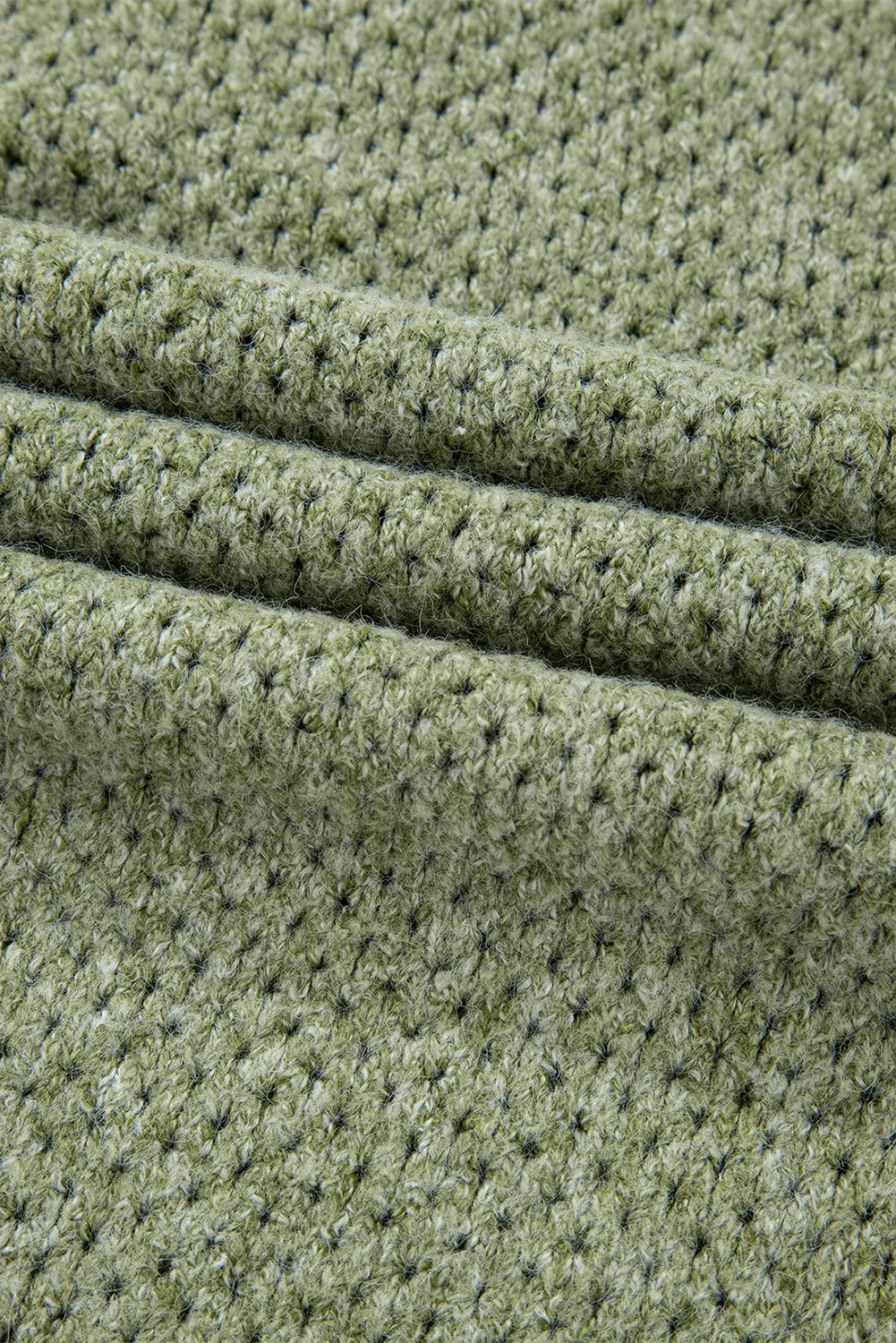 Jungle Green Loose Eyelet V Neck Drop Shoulder Sweater Sweaters JT's Designer Fashion