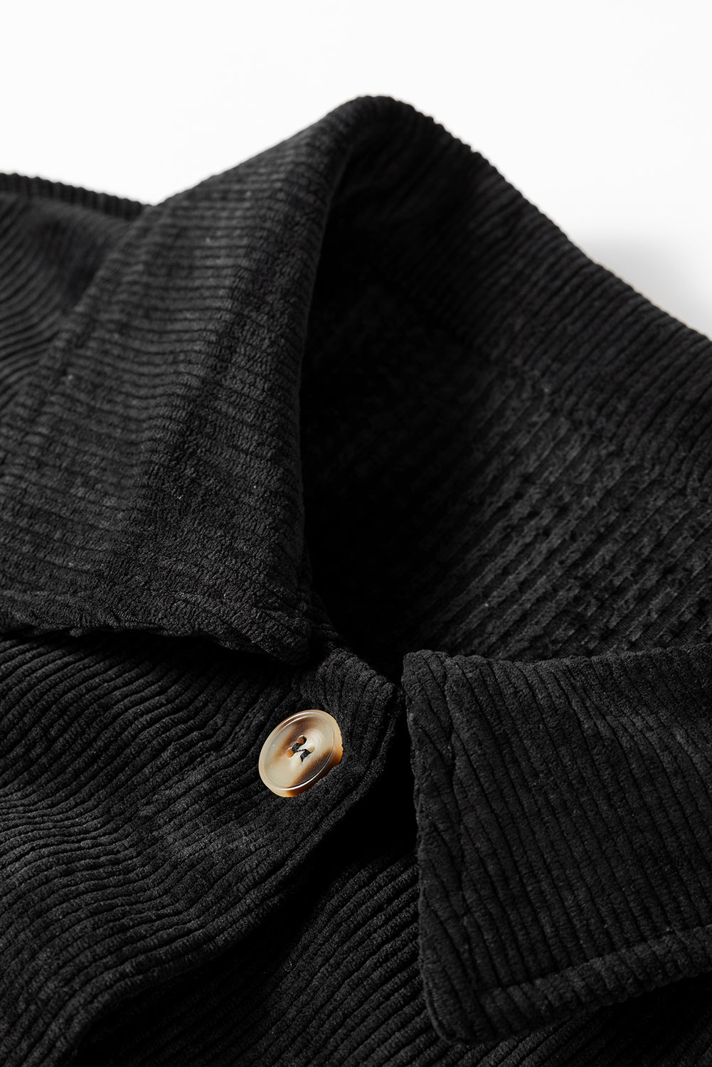 Black Corduroy Flap Pocket Button Up Shacket Jackets JT's Designer Fashion