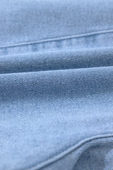 Dusk Blue Pleated Patchwork Wide Leg Lightweight Denim Shorts Denim Shorts JT's Designer Fashion