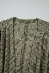 Seagrass Waffle Knit Drop Shoulder Open Front Pocketed Plus Size Cardigan Plus Size Sweaters & Cardigans JT's Designer Fashion