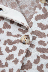 Khaki Leopard Drop Shoulder Chunky Knitted Cardigan Sweater Cardigans JT's Designer Fashion
