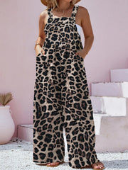 Plus Size Leopard Print Wide Leg Casual Overalls Jumpsuits & Rompers JT's Designer Fashion