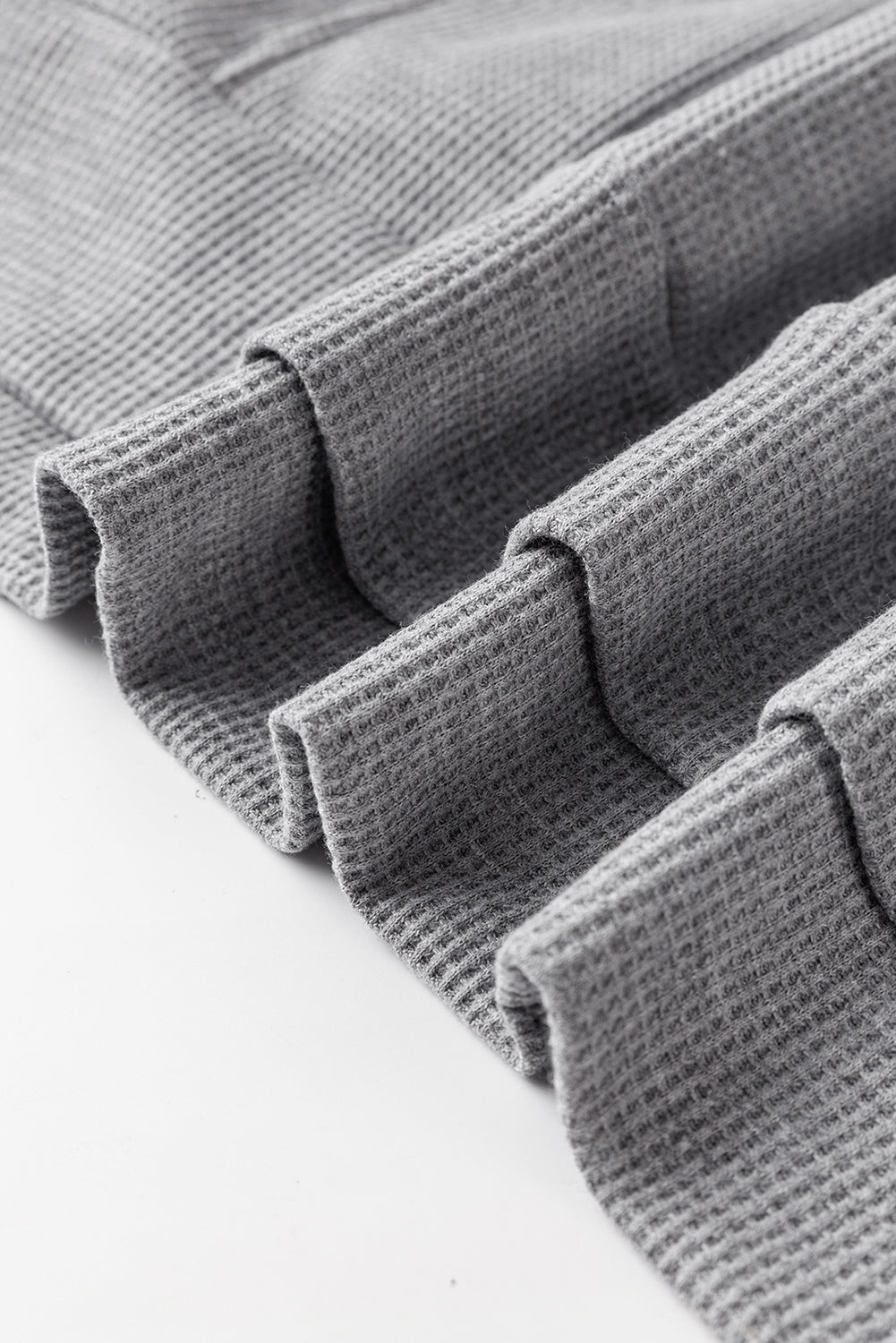 Gray Waffle Knit Fleece Lined High Low Oversized Hoodie Sweatshirts & Hoodies JT's Designer Fashion