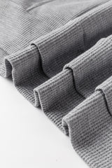 Gray Waffle Knit Fleece Lined High Low Oversized Hoodie Sweatshirts & Hoodies JT's Designer Fashion