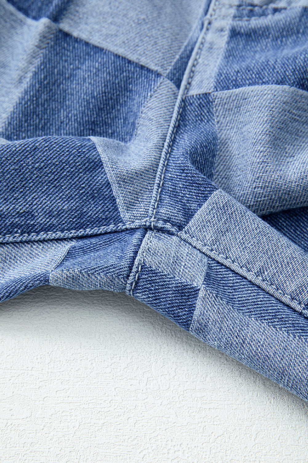 Dusk Blue Checkered Denim Wide Leg Jeans Jeans JT's Designer Fashion