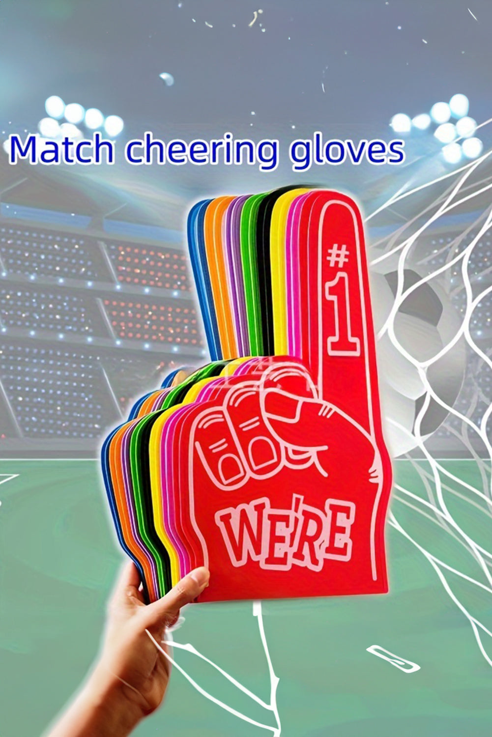 Black WE’RE NO.1 Game Day EVA Foam Cheering Gloves Other Accessories JT's Designer Fashion