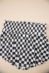 Black Checkerboard T Shirt and High Waist Skorts 2 Piece Outfit Short Sets JT's Designer Fashion
