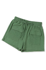 Green Flap Pocket Casual Drawstring Shorts Casual Shorts JT's Designer Fashion