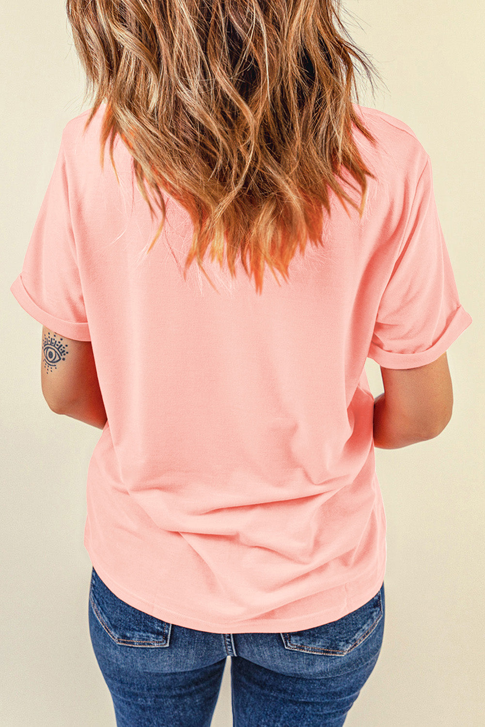 Pink Hard Rock Guitar Print Crew Neck T Shirt Graphic Tees JT's Designer Fashion