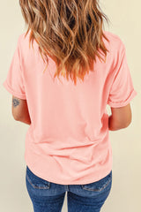 Pink Hard Rock Guitar Print Crew Neck T Shirt Graphic Tees JT's Designer Fashion