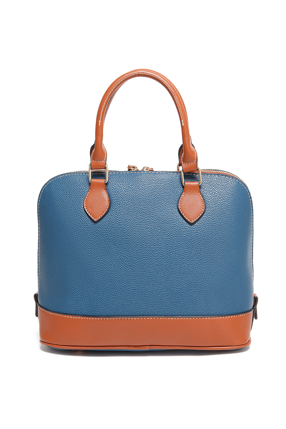 Ashleigh Blue Color Contrast PU Leather Zipper Tote Bag Handbags JT's Designer Fashion