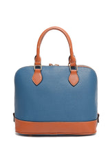 Ashleigh Blue Color Contrast PU Leather Zipper Tote Bag Handbags JT's Designer Fashion