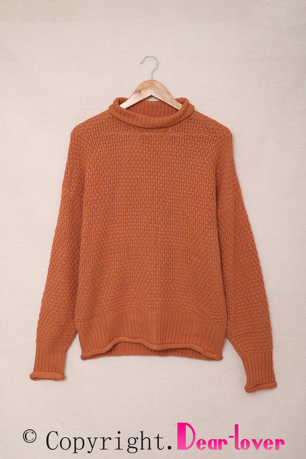 Orange Oversized Chunky Batwing Long Sleeve Turtleneck Sweater Sweaters & Cardigans JT's Designer Fashion