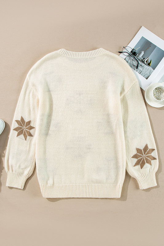 White Snowflake Christmas Tunic Sweater Sweaters JT's Designer Fashion