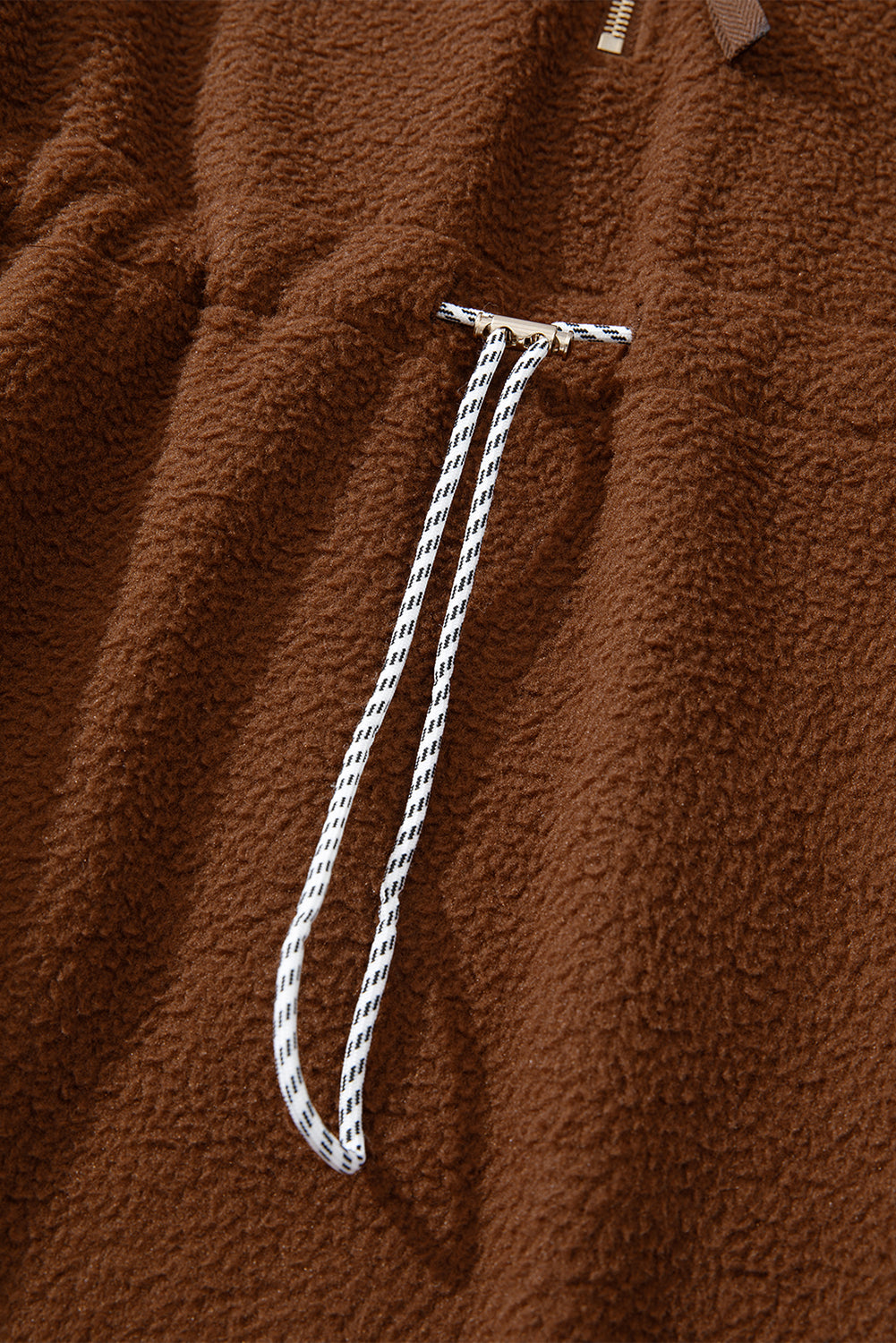 Brown Half Zip Fleece Pullover Sweatshirt Sweatshirts & Hoodies JT's Designer Fashion