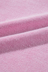 Pink Waffle Knit Patchwork Exposed Seam Raglan Sweatshirt Sweatshirts & Hoodies JT's Designer Fashion