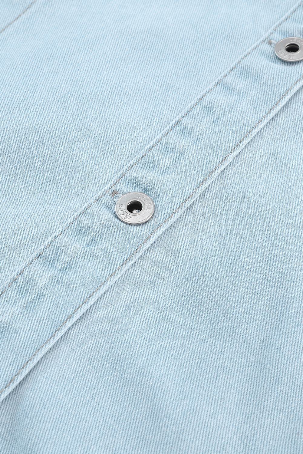 Sky Blue Flap Pocket Buttoned Raw Hem Denim Jacket Denim Jackets JT's Designer Fashion