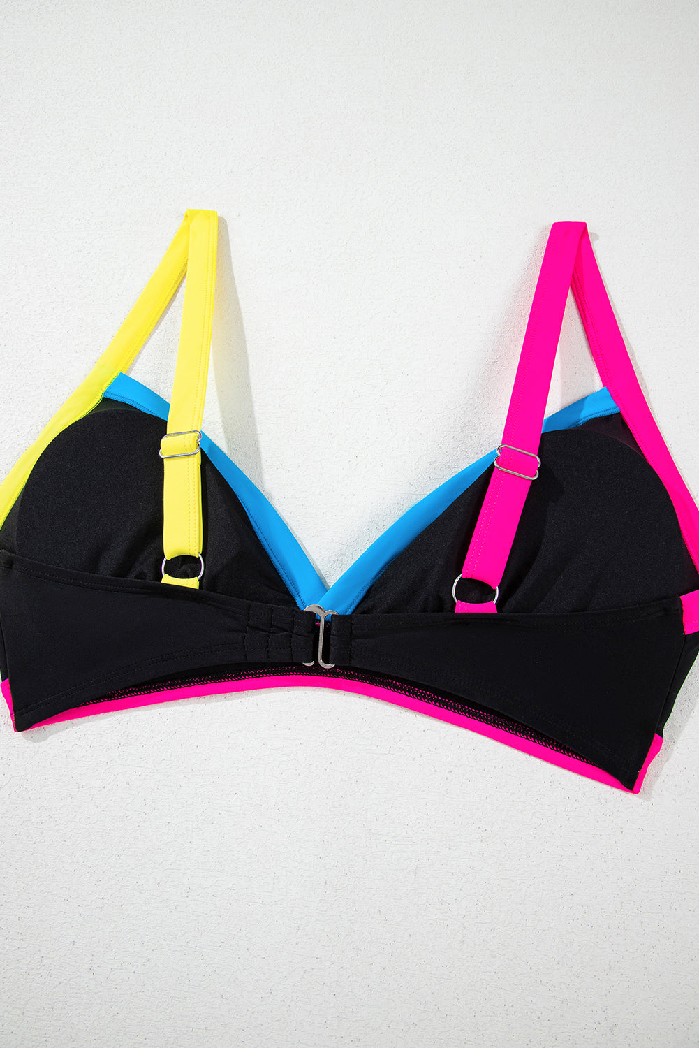 Black Color Block Drawstring Side V Neck High Waist Bikini Set Bikinis JT's Designer Fashion