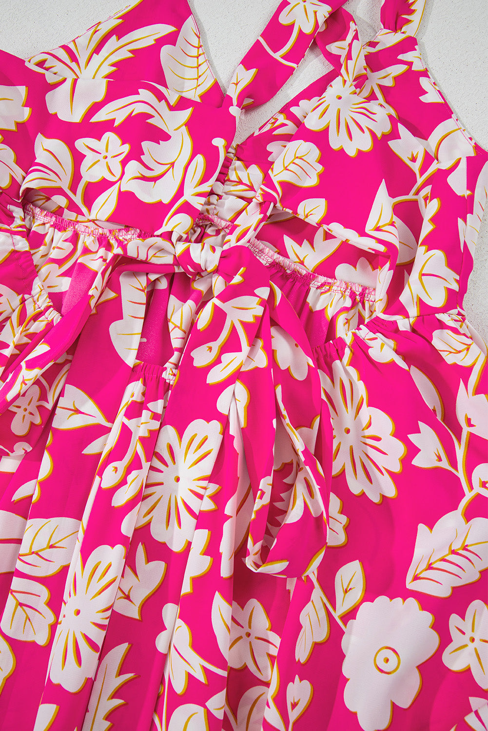 Rose Floral V Neck Crisscross Backless Long Dress Maxi Dresses JT's Designer Fashion