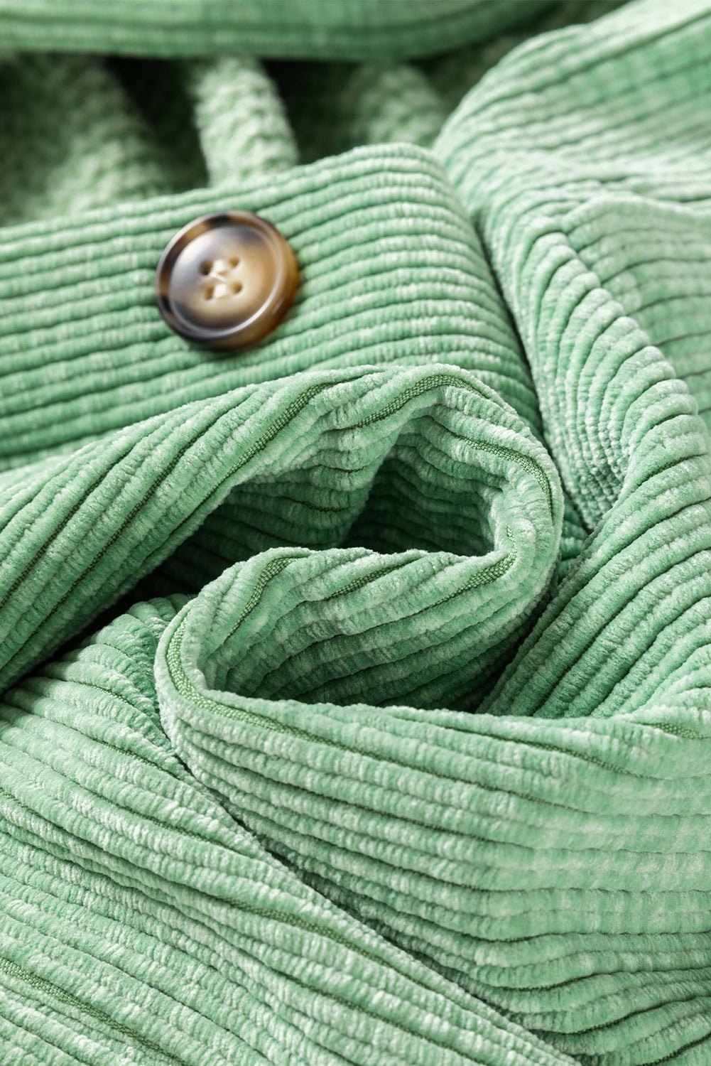 Mist Green Patched Pocket Button Up Corduroy Shacket Jackets JT's Designer Fashion