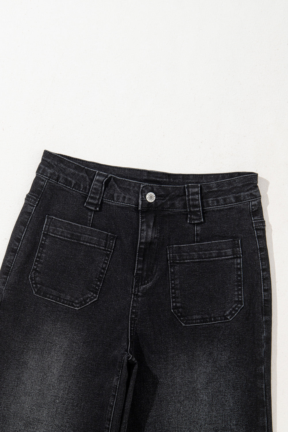 Black Wide Leg Pocketed High Waist Jeans Jeans JT's Designer Fashion