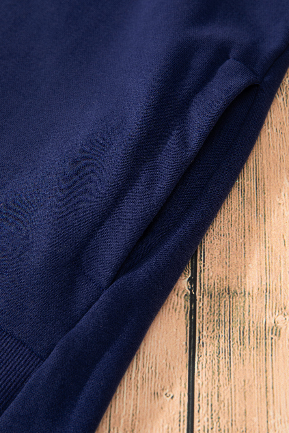 Navy Blue Solid O Neck High Low Hem Pullover Sweatshirt Sweatshirts & Hoodies JT's Designer Fashion
