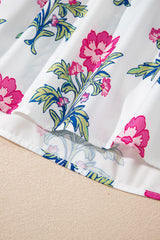 White Floral Print Striped V Neck Blouse Blouses & Shirts JT's Designer Fashion