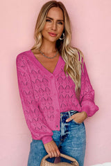 Rose Lightweight Buttoned Front Crochet Cardigan Cardigans JT's Designer Fashion