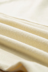 Beige Thermal Knit Patchwork Exposed Seam Long Sleeve Top Long Sleeve Tops JT's Designer Fashion