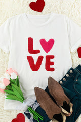White Heart LOVE Graphic Valentines T Shirt Graphic Tees JT's Designer Fashion