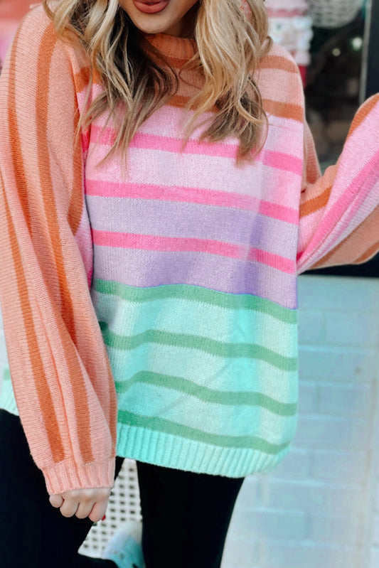 Multicolour Gradient Ribbed Edge Loose Sweater Multicolour 50%Viscose+28%Polyester+22%Polyamide Sweaters JT's Designer Fashion