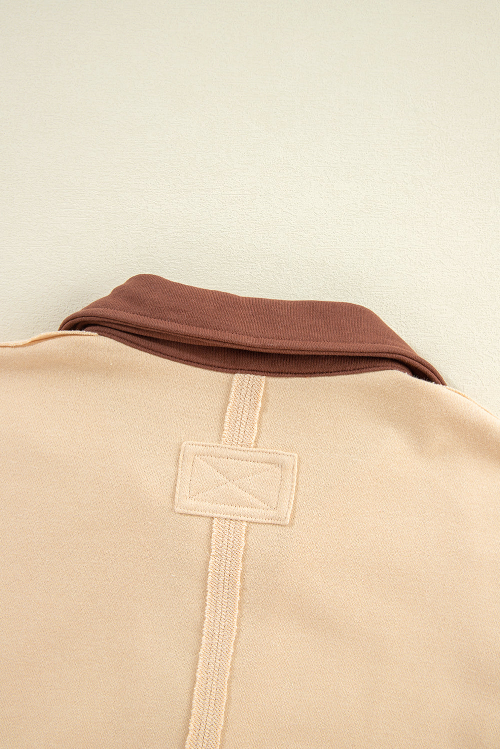 Light French Beige Striped Colorblock Patchwork Collar Sweatshirt Sweatshirts & Hoodies JT's Designer Fashion