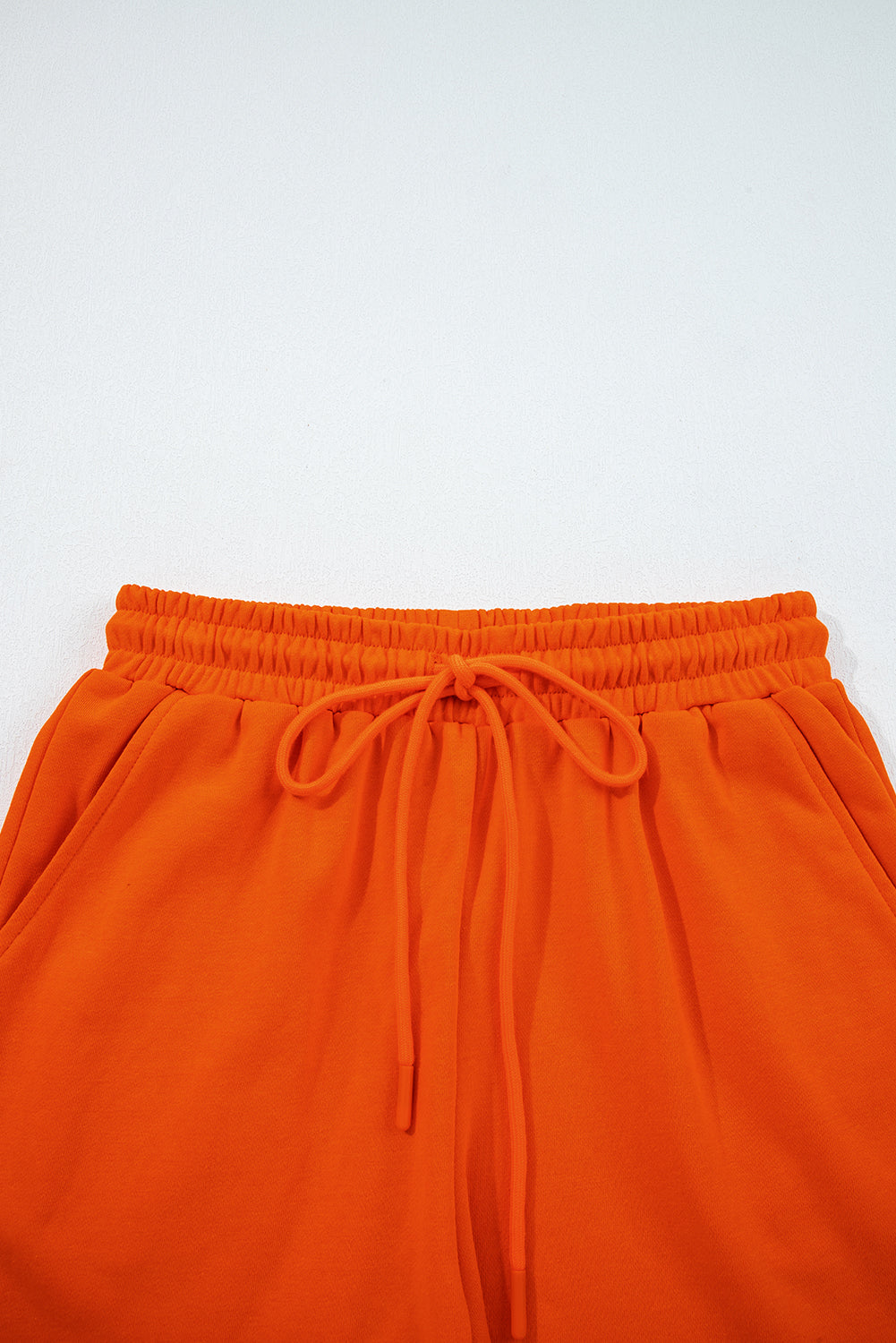 Orange Varsity Striped Sleeve Drop Shoulder Sweatshirt and Short Set Short Sets JT's Designer Fashion