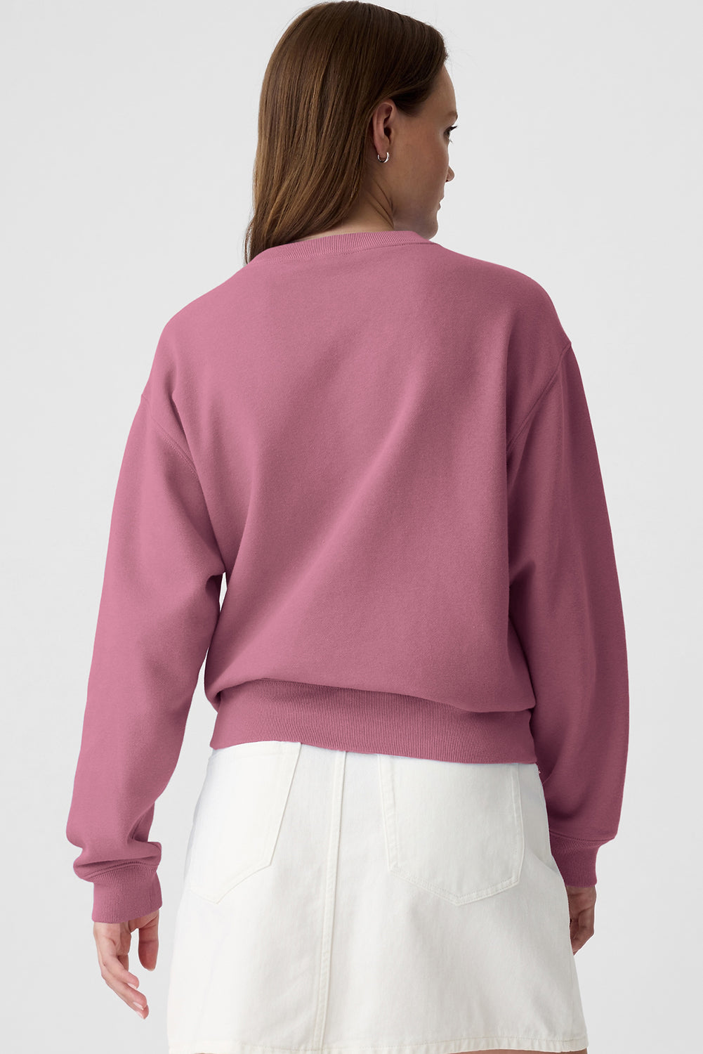 Meadow Mauve Solid Fleece Lined Drop Shoulder Terry Sweatshirt Sweatshirts & Hoodies JT's Designer Fashion