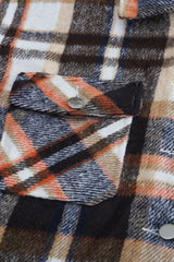 Geometric Plaid Print Pocketed Shacket Plaid Shackets JT's Designer Fashion