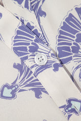 Sky Blue Printed Shirt Collar Half Button A-line Mini Dress Dresses JT's Designer Fashion
