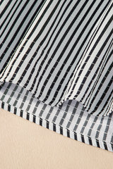 Black Stripe Short Sleeve Buttoned V Neck Pocketed Plus Size Mini Dress Plus Size Mini Dresses JT's Designer Fashion